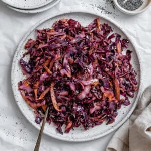 completed Sautéed Red Cabbage [4 Ways] on a plate