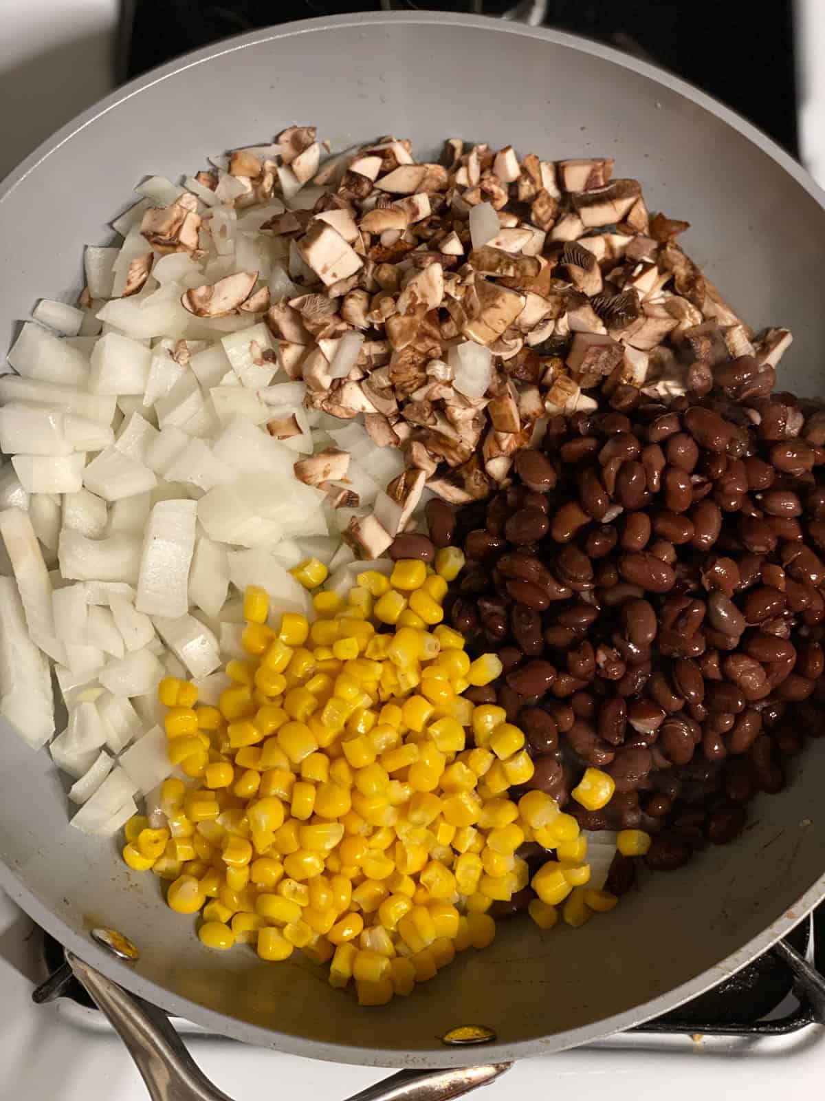 ingredients for Vegan Black Bean Tacos [2 Ways] added to a bowl