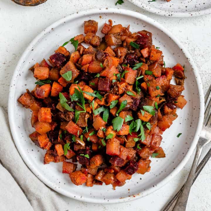 One-Pan Root Vegetable Hash - Plant-Based on a Budget