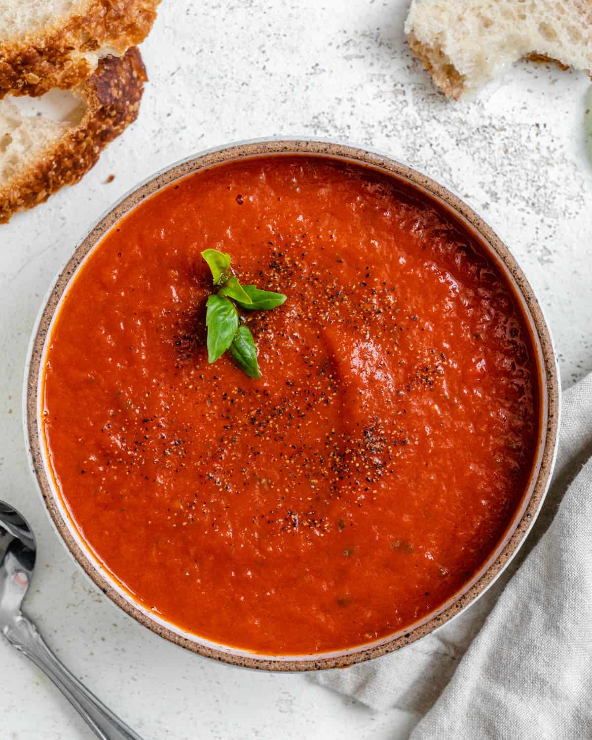 completed Quick Vegan Tomato Soup [With Canned Tomatoes] against a light background