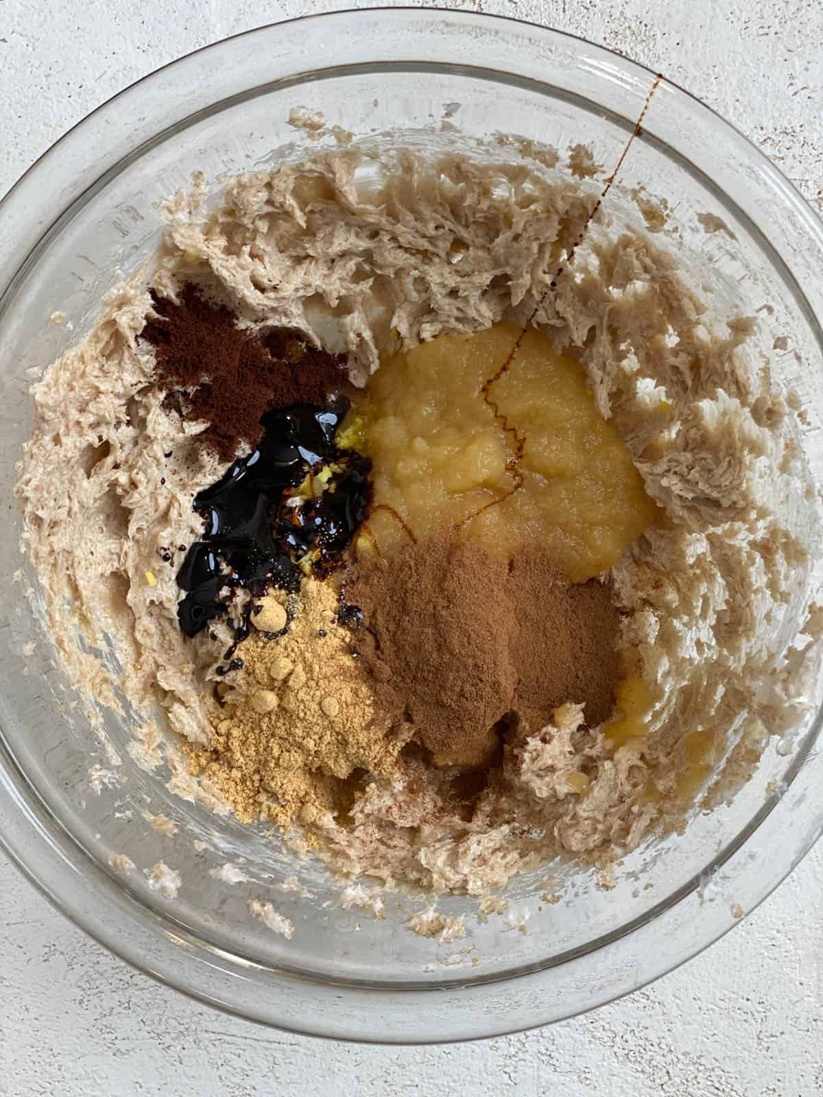 post adding spices to batter in bowl