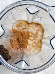 soaked cashews, silken tofu, sugar, and spices in a blender for vegan eggnog