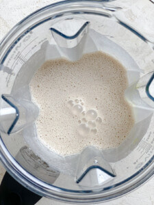 blended vegan eggnog in a blender