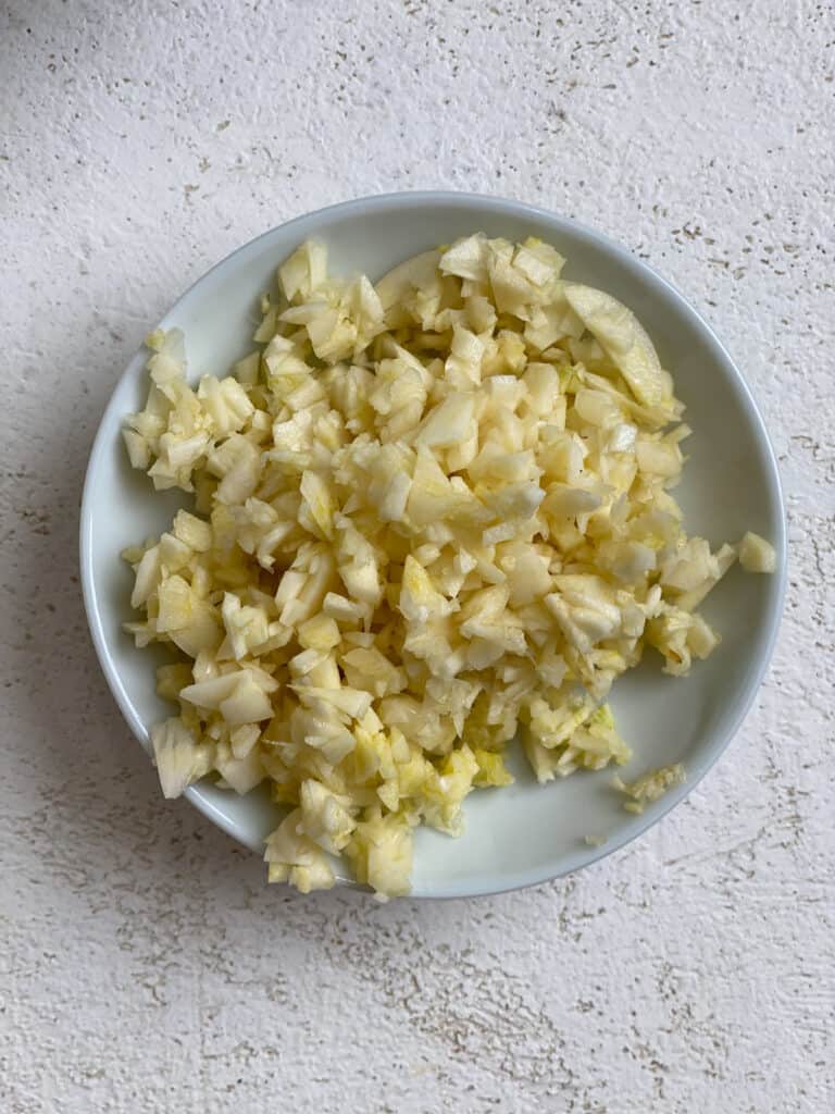 minced garlic on a small plate