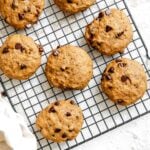 Completed Banana Bread cookies on a storage rack.