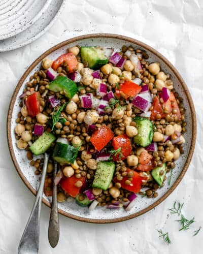 Mediterranean Chickpea Salad [With Lentils] - Plant-Based on a Budget