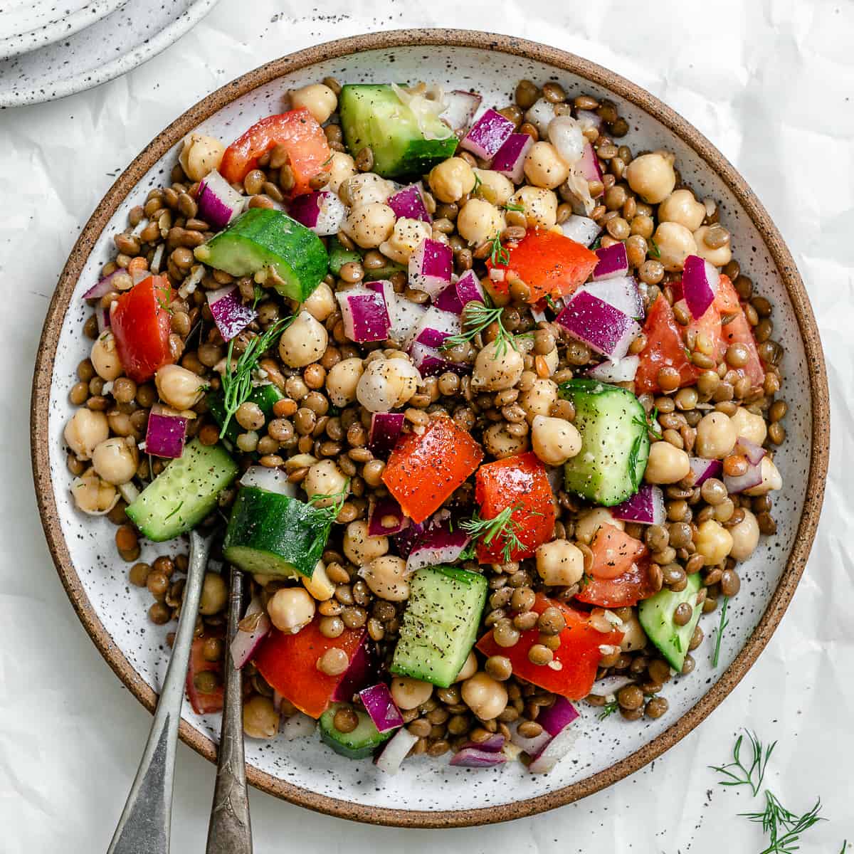 Lentils and Mediterranean salads