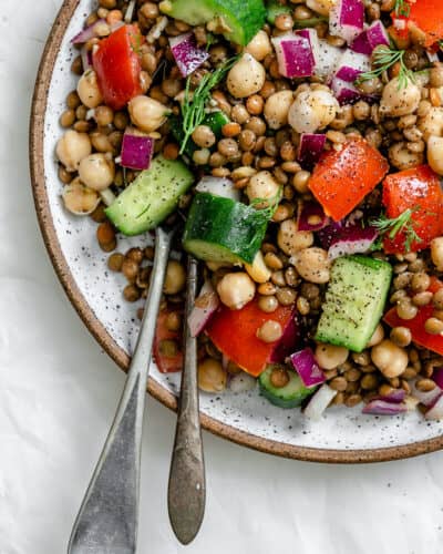 Mediterranean Chickpea Salad [With Lentils] - Plant-Based on a Budget