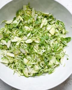 brussels sprouts slices in a bowl