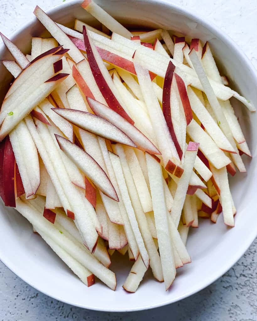 apple slices in a bowl