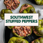 Pin for Southwest Vegan Stuffed Peppers.
