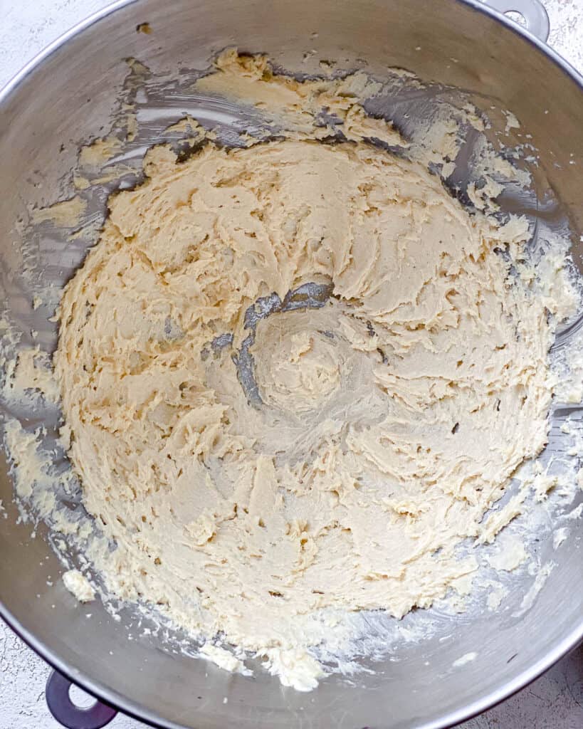 process shot post mixing butter and sugar mixture in bowl