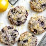 completed Lemon Blueberry Cookies against a white surface