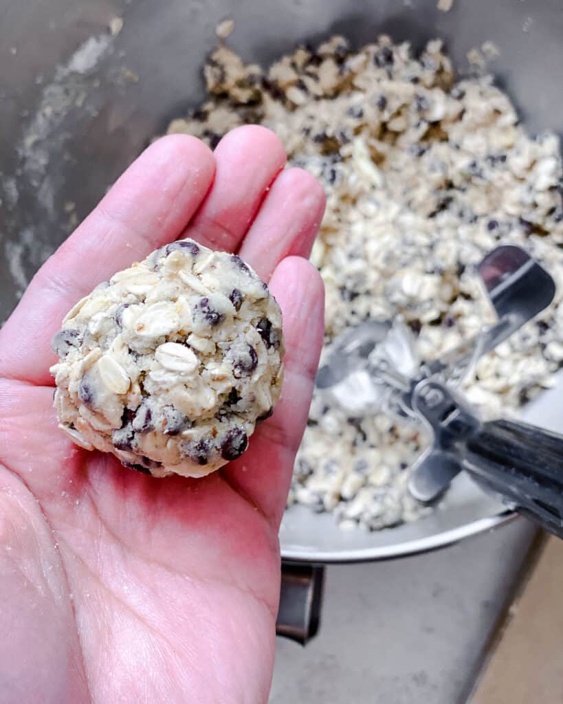 process shot of rolling mixture into ball form