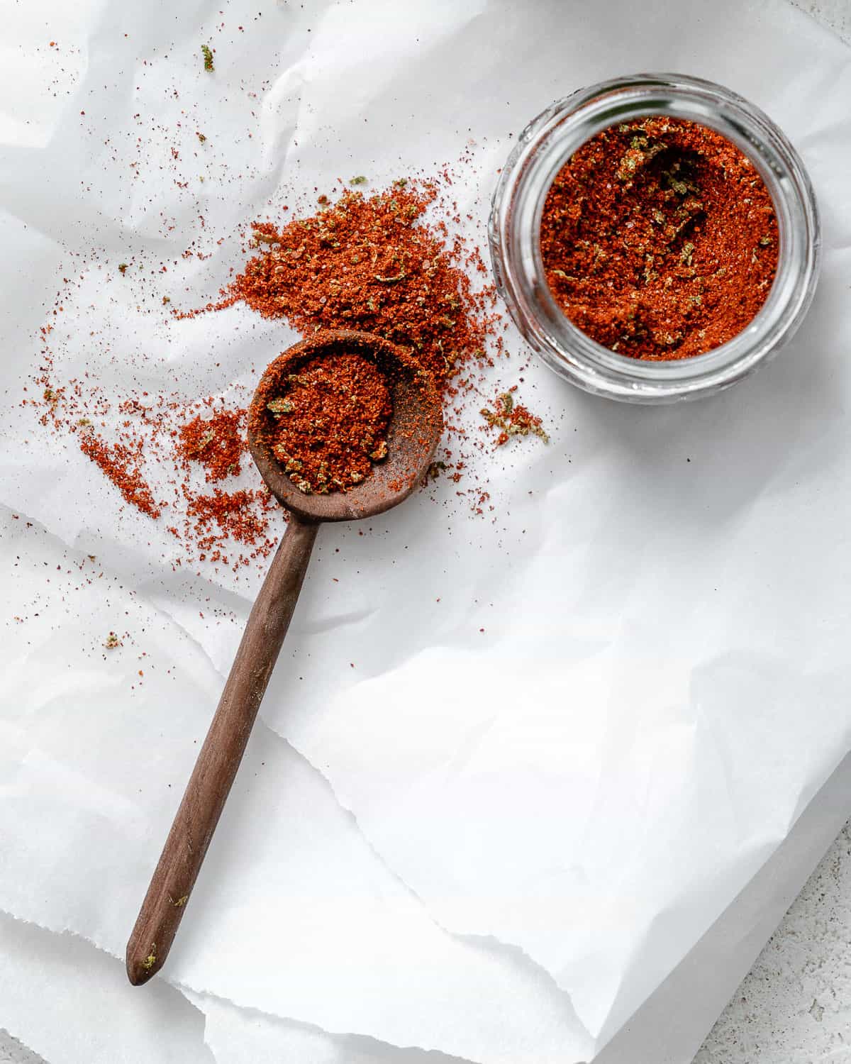 completed Homemade Chili Lime Seasoning (Tajin) against a white surface