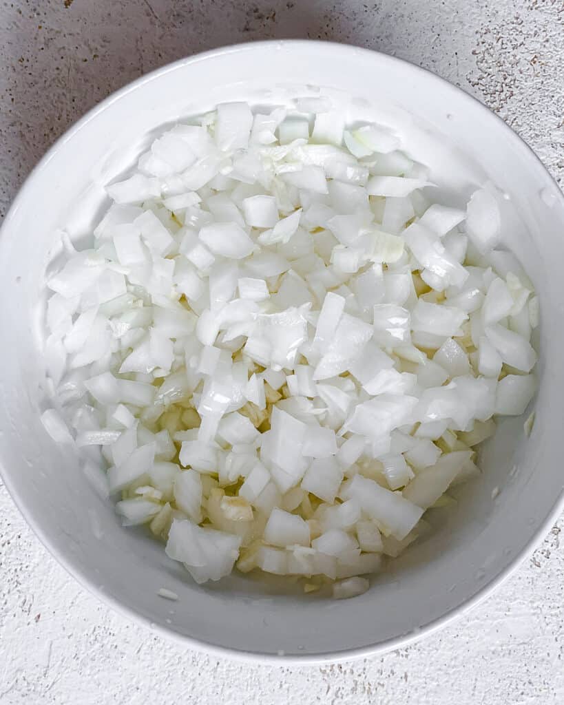 close up of bowl of onions