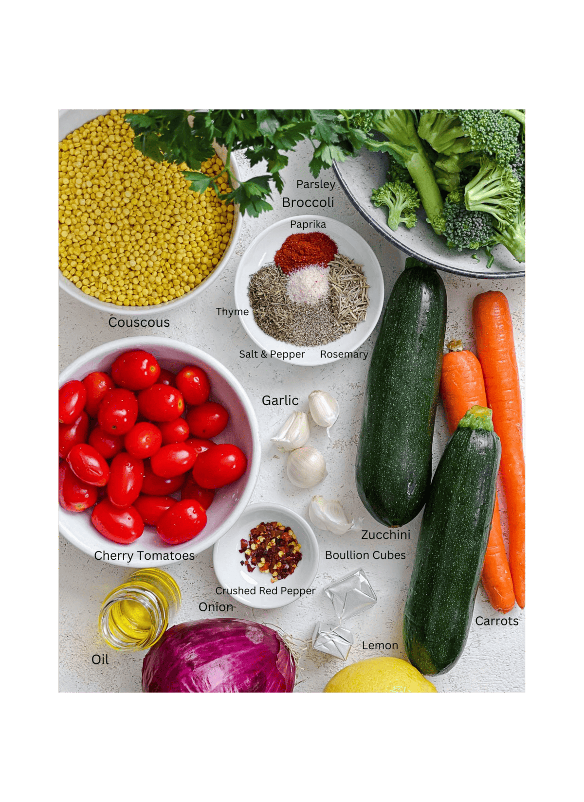 ingredients for Roasted Vegetable Couscous