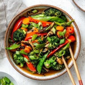 completed Easy Stir-Fry Vegetables in a bowl against a light background