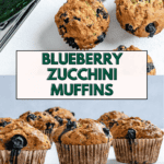 Pin for Blueberry Zucchini Muffins.