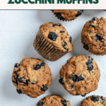 Pin for Blueberry Zucchini Muffins.