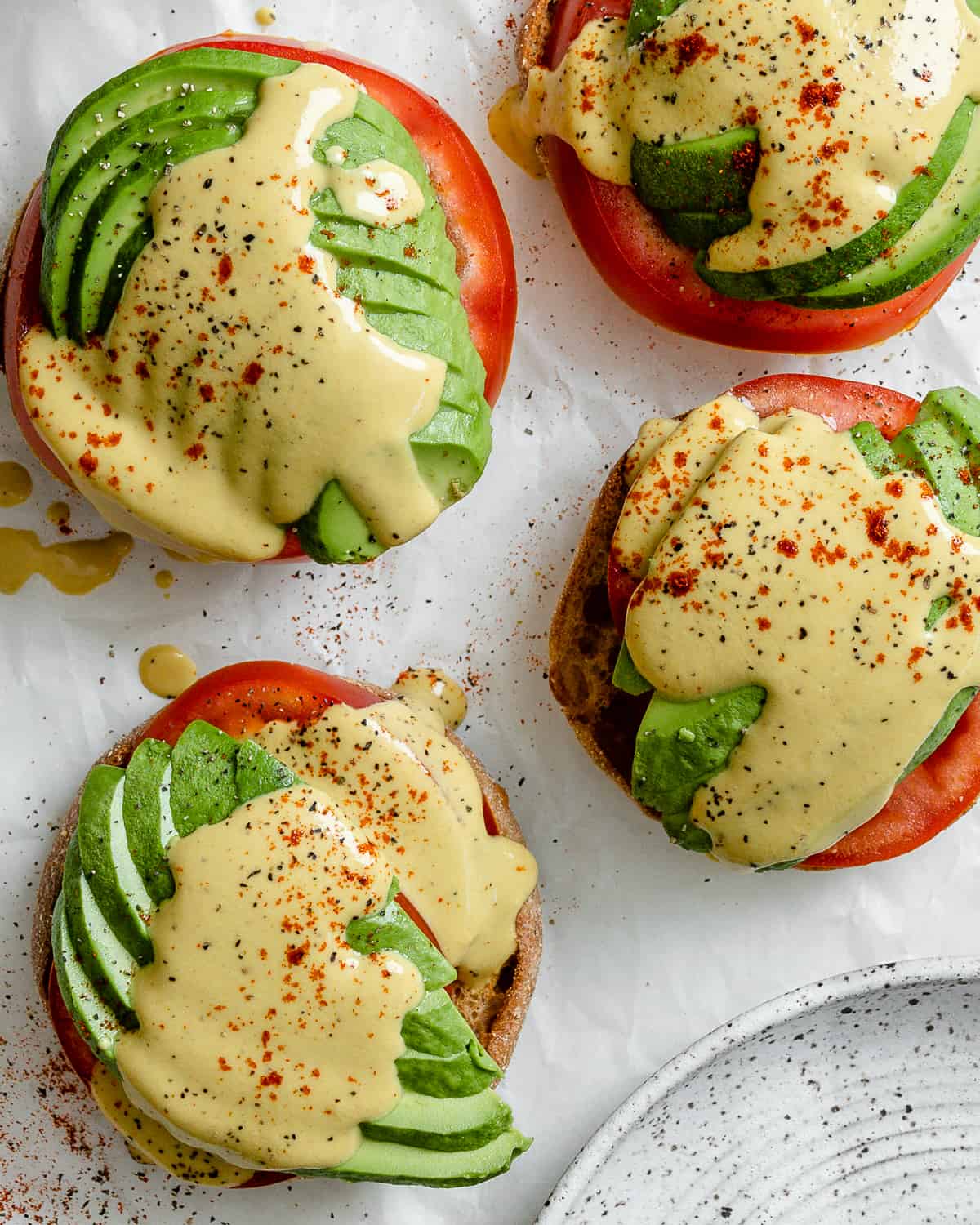 completed Easy Vegan Hollandaise Sauce against a white background