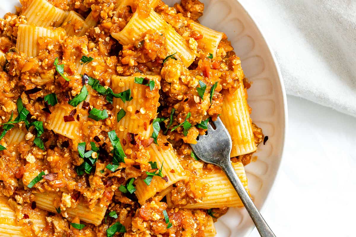 Tofu Bolognese PlantBased on a Budget