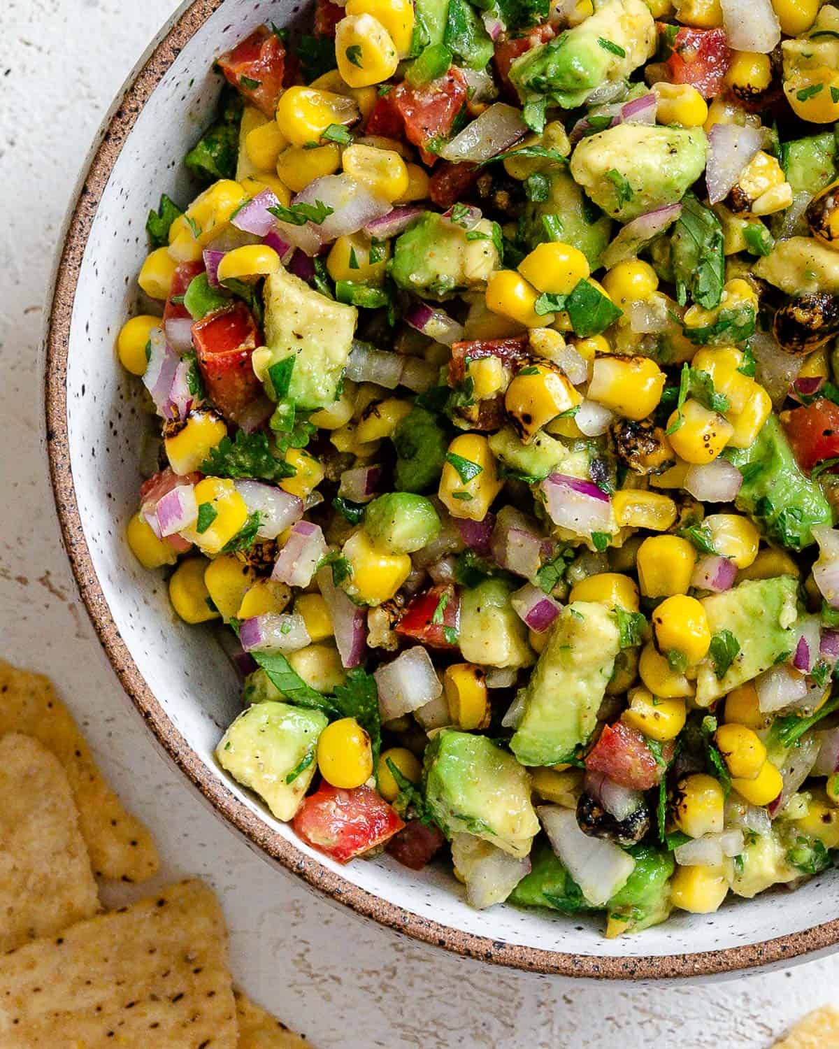 completed Roasted Chili Corn Salsa (2 Ways) in a bowl