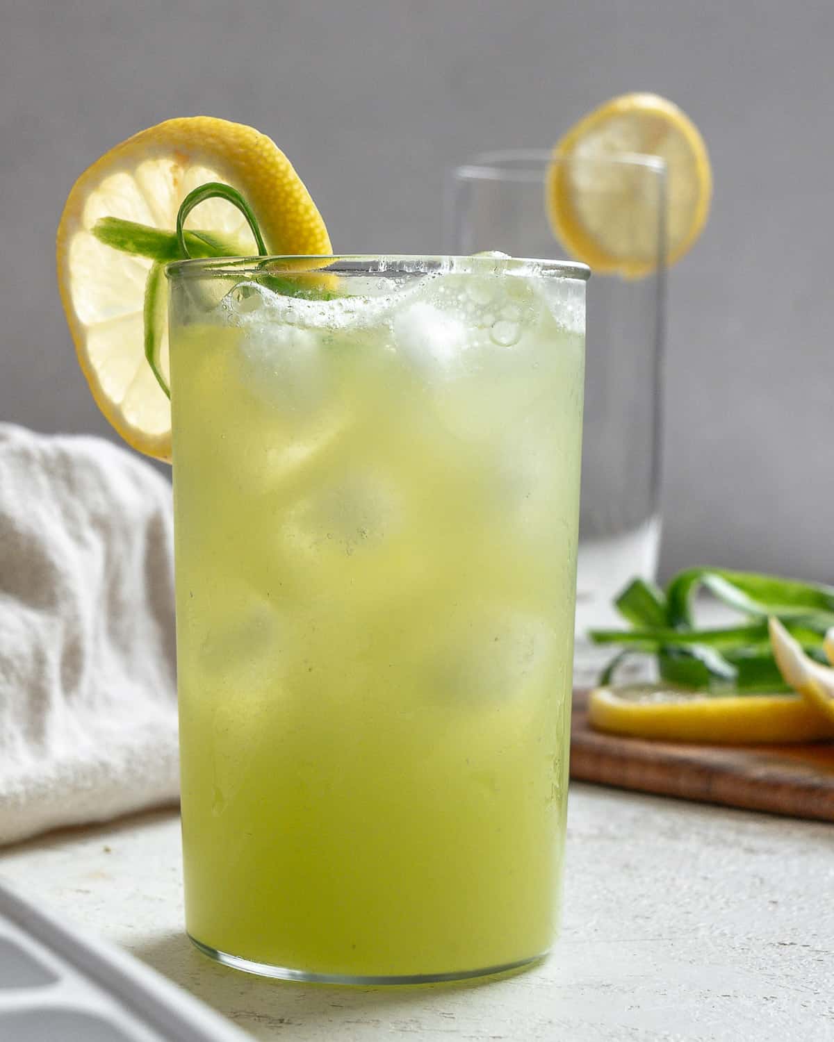 completed Cucumber Lemonade in a glass