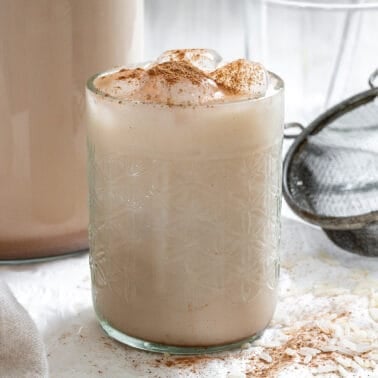 completed Mexican Horchata Recipe against a white background
