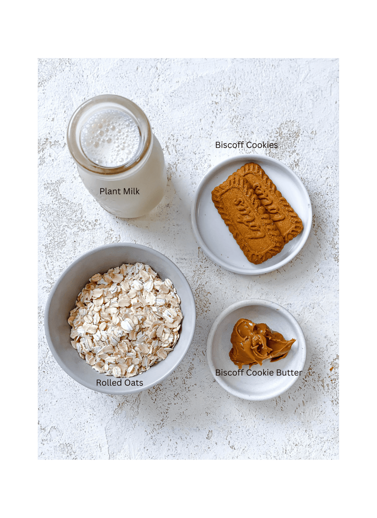 ingredients for Biscoff Overnight Oats measured out