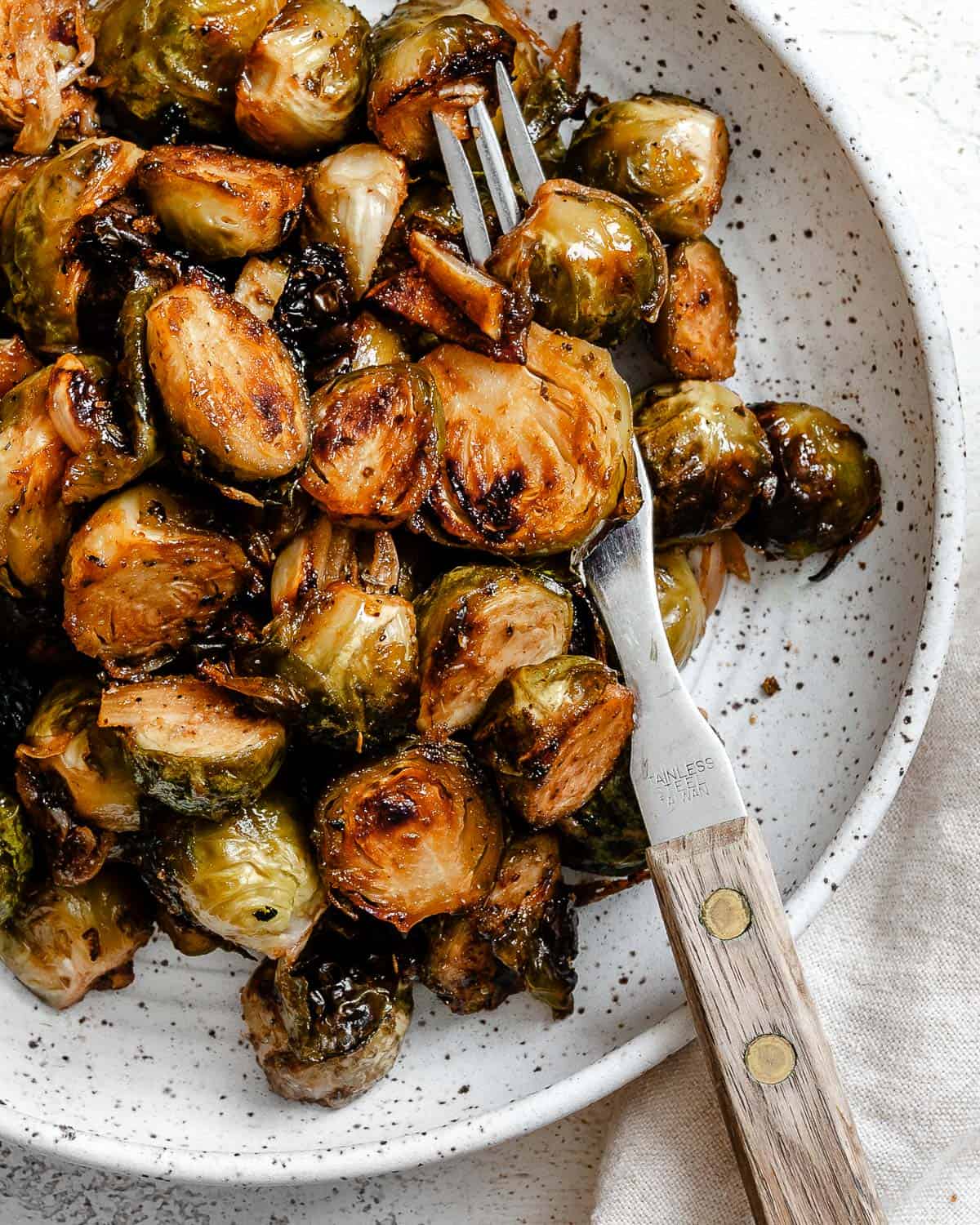 completed brussels sprouts on a plate