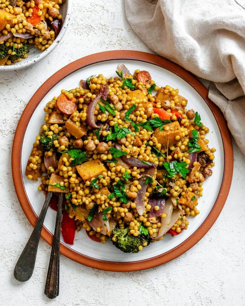 Roasted Pumpkin Couscous Salad [Hot or Cold] - Plant-Based on a Budget