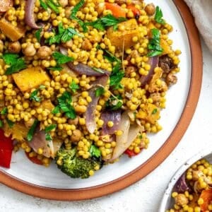 completed Roasted Pumpkin Couscous Salad [Hot or Cold] on a plate