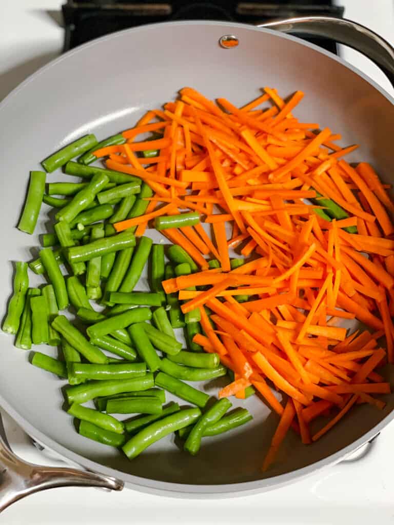 veggies added to a pan