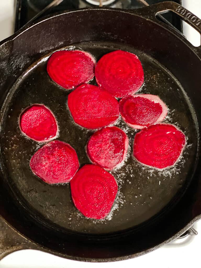 process s،t of cooking beets in pan
