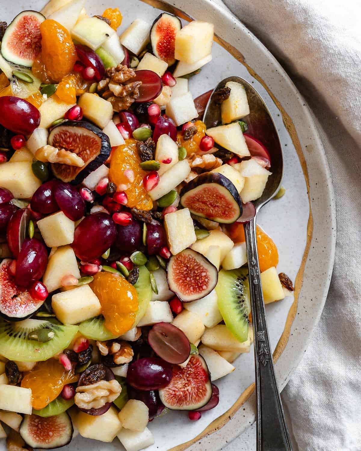 completed Healthy Thanksgiving Fruit Salad in a bowl