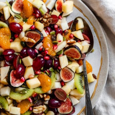 completed Healthy Thanksgiving Fruit Salad in a bowl