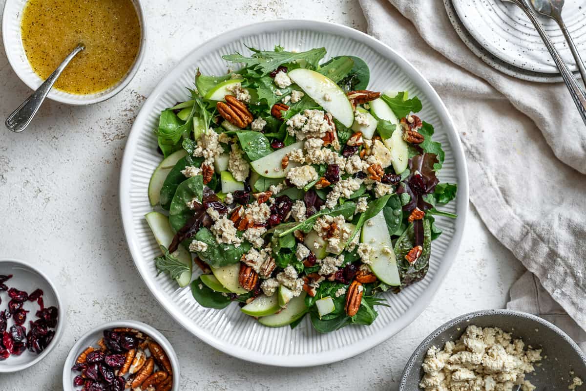 Easy Apple Pecan Salad [with Cranberries] - Plant-based On A Budget