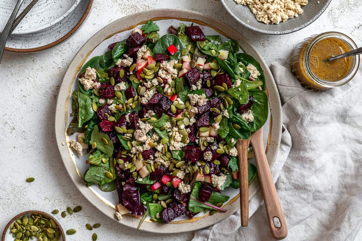 Vegan Roasted Beet Salad (With ‘Feta’ and Apple) - Plant-Based on a Budget