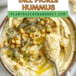 Pin for Dill Pickle Hummus.