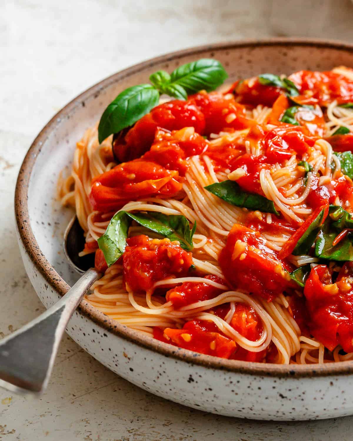 completed 15-Minute Cherry Tomato Basil Pasta in a bowl