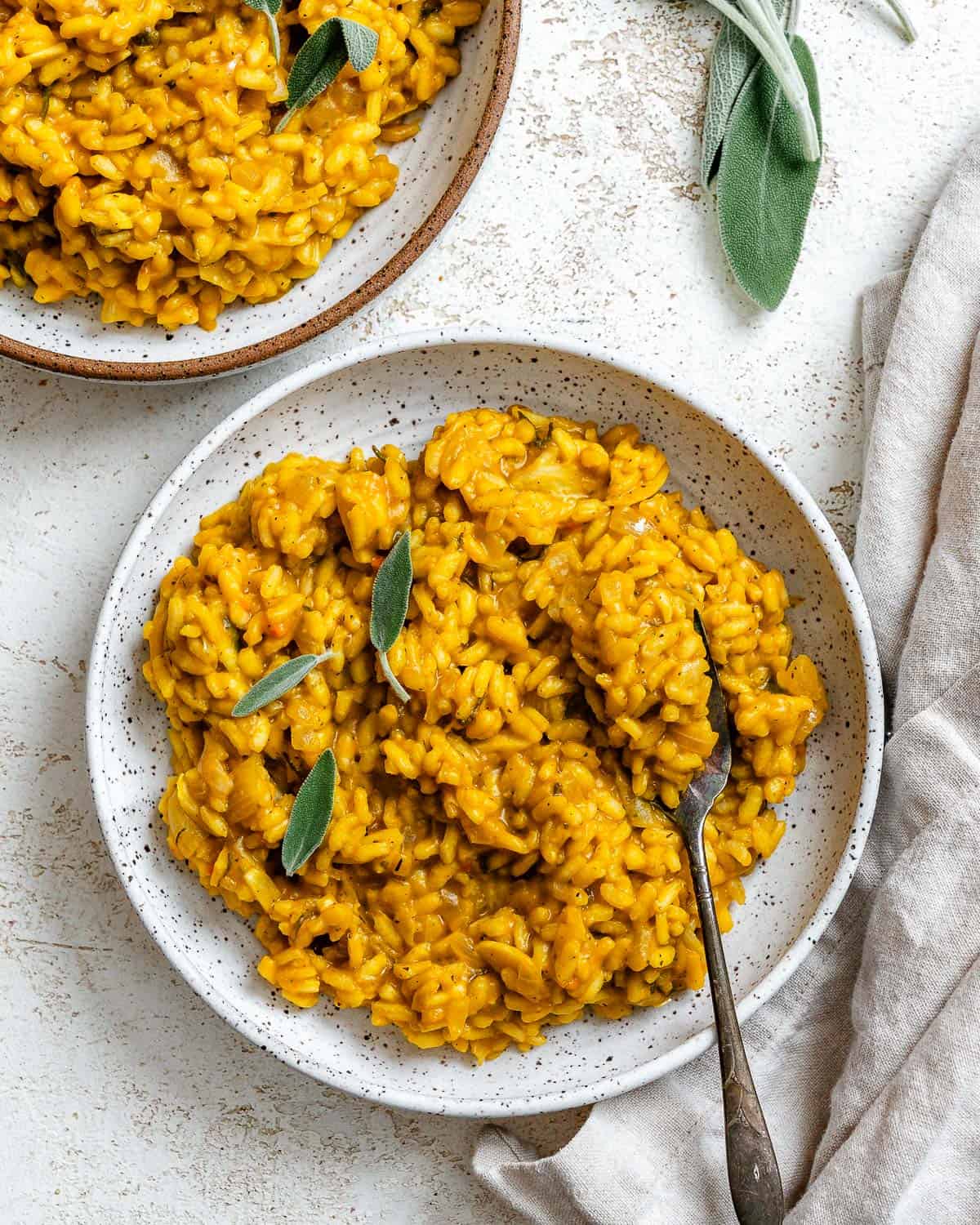 completed Creamy Pumpkin Risotto (Vegan) plated