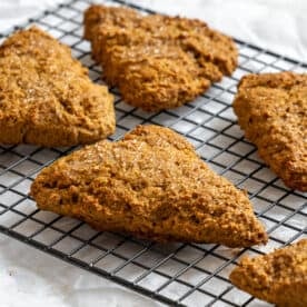 completed Vegan Pumpkin Scones on a cooling rack