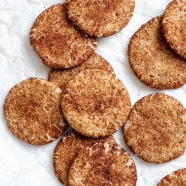 completed Easy Vegan Snickerdoodles on a white surface