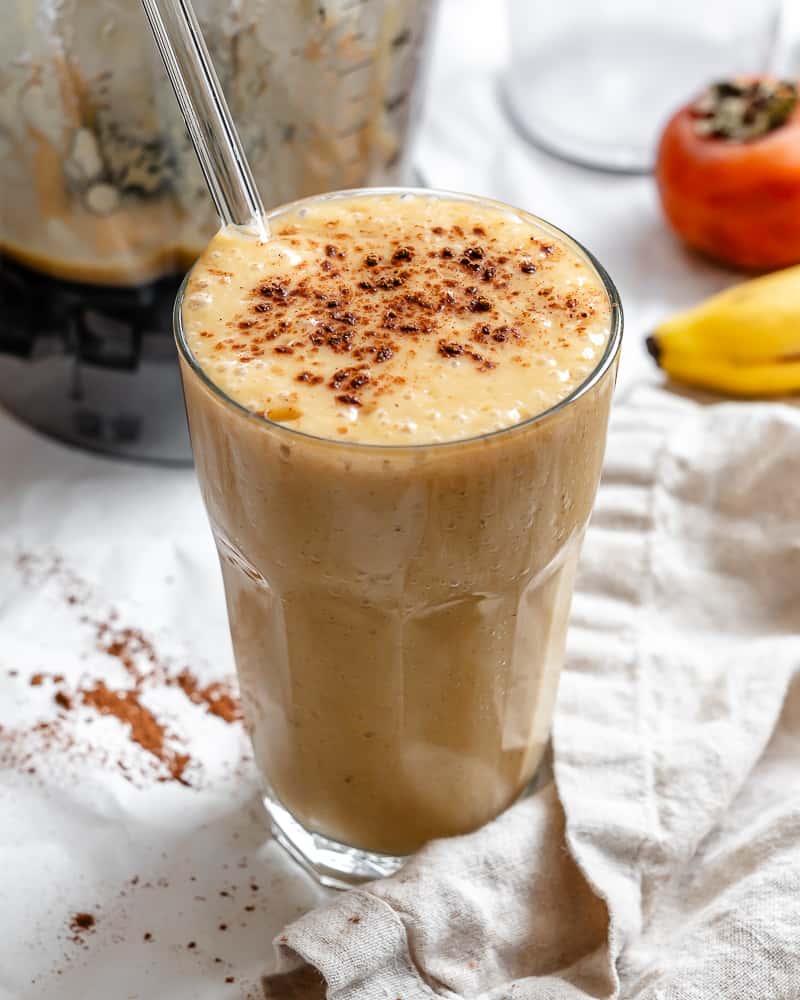 completed Spiced Persimmon Smoothie in a gl،