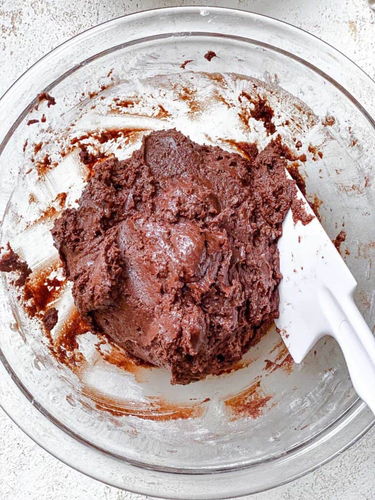 process shot showing mixing ingredient in a bowl