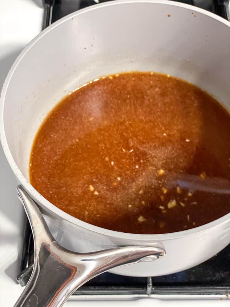 process shot of cooking sauce in pot