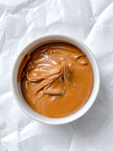 process shot showing biscoff mixture in bowl