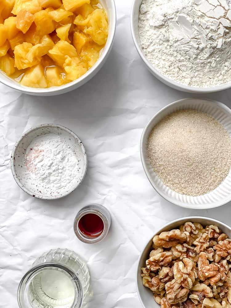 ingredients for Easy Pineapple Muffins [Multiple Ways] on a white surface