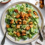 completed Vegan Caesar Salad plated